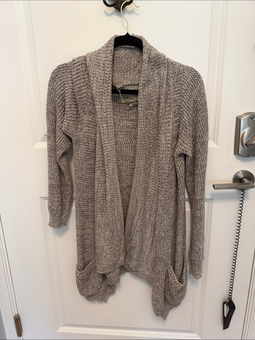 Open-Front Draped Cardigan in Light Gray